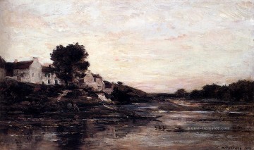  bord Kunst - Dorf Au Bord De L Oise Barbizon impressionistische Landschaft Charles Francois Daubigny Fluss